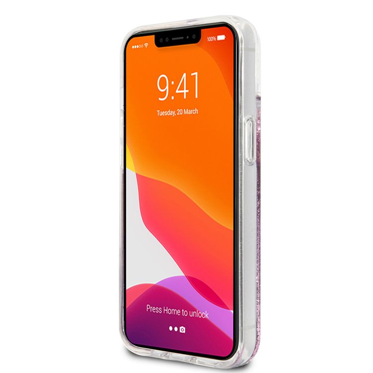 CG MOBILE Guess Liquid Glitter Case with 4G Electroplated Logo Compatible for iPhone 13 Mini (5.4") Anti-Scratch, Easy Access to All Ports, Shock Absorption