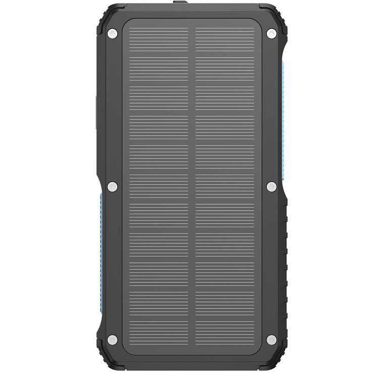 Powerology 27000mAh Solar Wireless Charging Power Bank with Simultaneous Charging, Multi-Mode Flashlight, 0% - 65% Charging in 35 Minutes, 70mm Cable Length - Black