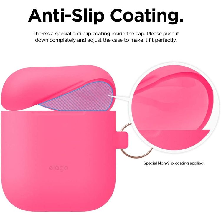 Elago Skinny Hang Case Cover Compatible for Apple AirPods 1&2 Generation, Upgraded Premium Silicone, Front LED Visible, Scratch Resistant, Drop Resistant, Protective Cover