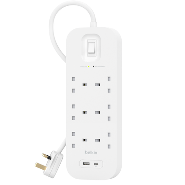 Belkin Connect Surge with USB-C and USB-A Ports 18W 6x AC Outlet - White