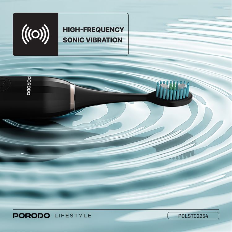 Porodo Ultimate Oral Care Duo Electric Toothbrush with Water Flosser Combo, 1200mAh Electric Toothbrush Battery Capacity, 2 Hours Electric Toothbrush Charging Time, 2 Months Electric Toothbrush Working Time, 300mL Water Flosser Water Tank Capacity, High-Pressure Water Flosser - Black