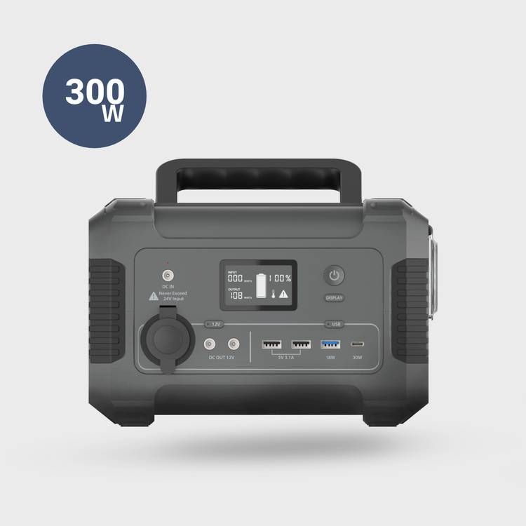 مولد طاقة محمول من باورولوجي مع لوحة معلومات LCD، 78000 مللي أمبير، 300 وات، QC 18 وات، PD 30 وات، أقصى ارتفاع 500 وات، حماية من الحمل الزائد والسخونة الزائدة، لوحة شمسية - أسود