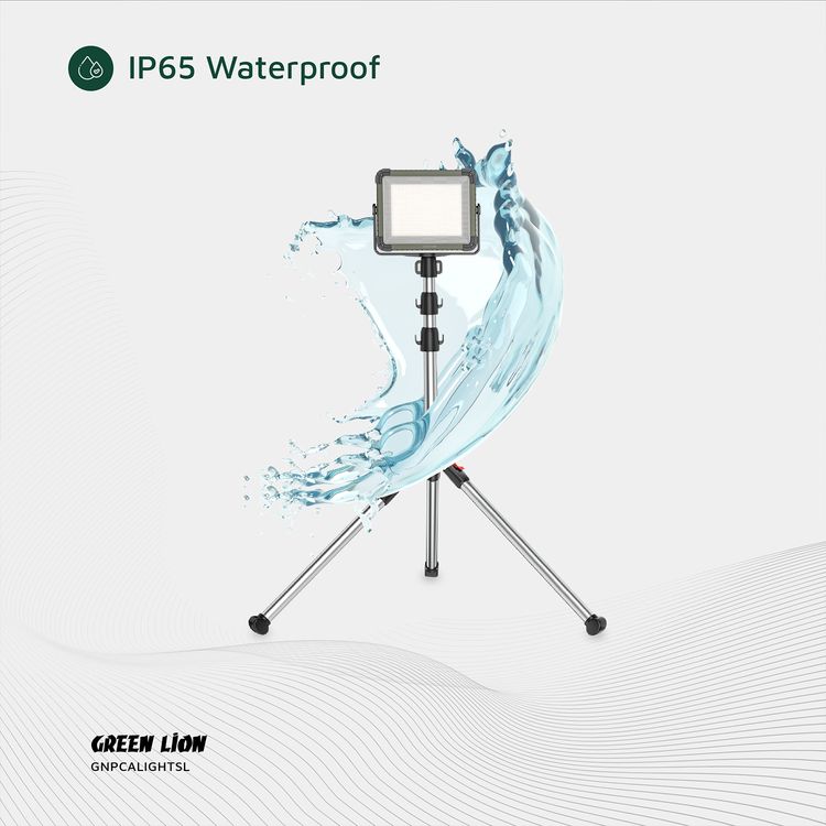 Green Lion Solar Camping Light with Power Bank Function, Up to 12 Hours Working Time, 4 Light Modes, 2.1m Maximum Adjustable Height, Digital Battery Display, 1500lm Brightness - Silver