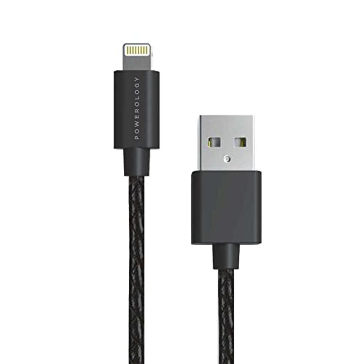 Powerology Leather Lightning Cable 1.2m - Black