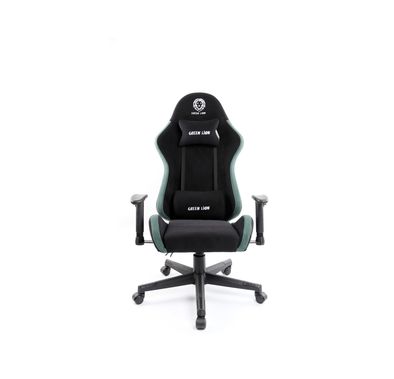 Green Lion ERGO X GCX44 Gaming Chair with Built-in Lumbar Arch, 121-131cm Height, Adjustable 2D Armrests, 360° Swivel Wheels, Removable Neck Pillow, 155° Backrest Recline - Green