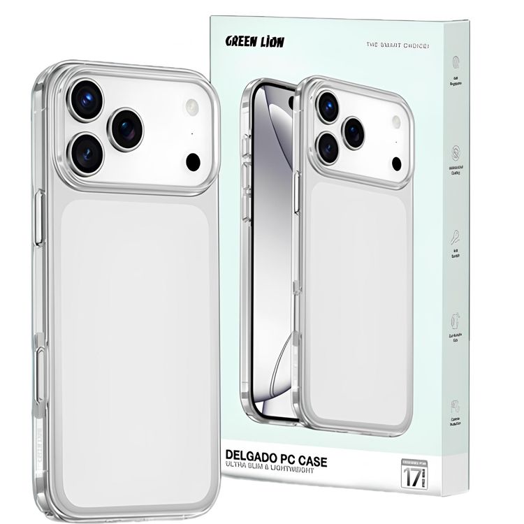 جراب جرين ليون ديلجادو لجهاز آيفون مع حماية للكاميرا، تصميم فائق النحافة بسمك 0.5 مم، مضاد لبصمات الأصابع، وضوح عالي الدقة، مقاوم للخدوش، هيكل عالي الصلابة، مضاد للاصفرار.