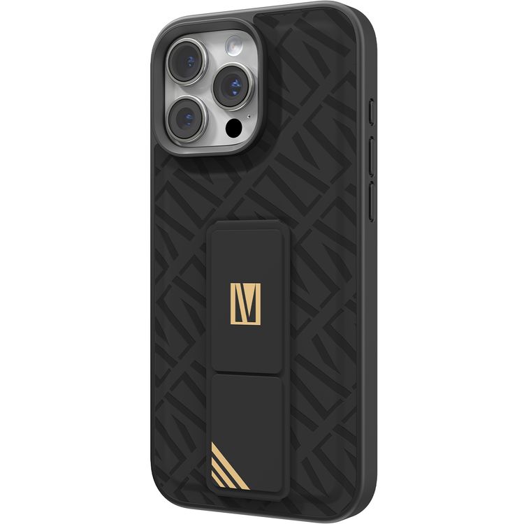 كفر حماية ليفيلو مورفيكس كويرو بمسند لهاتف آيفون 16 برو، قبضة مدمجة، سهل التركيب، زوايا مقاومة للصدمات - أسود