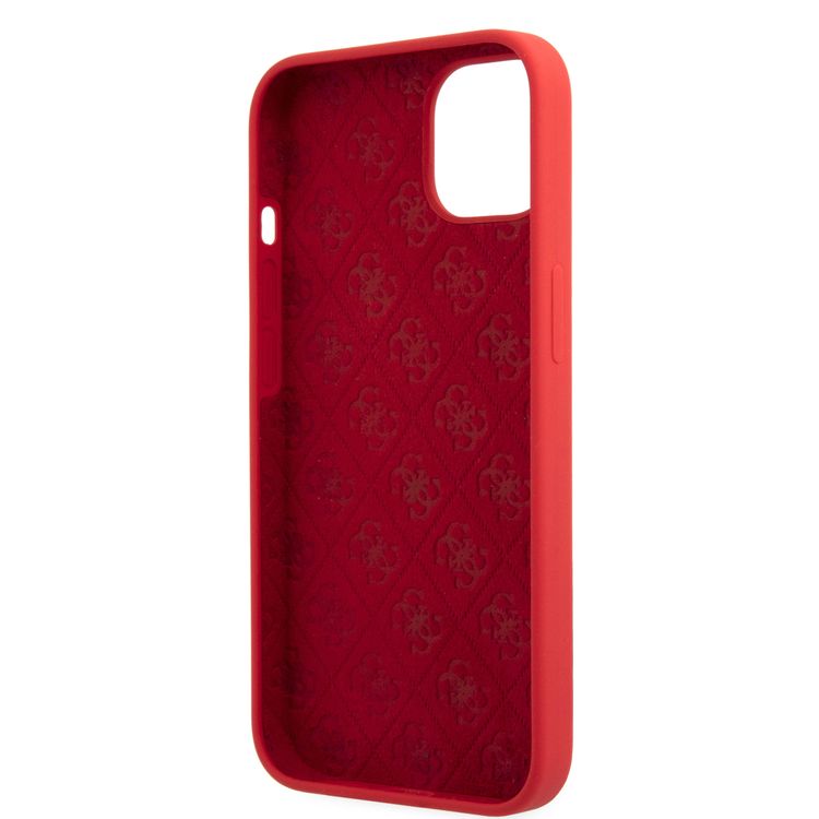 CG MOBILE Guess Liquid Silicone Case with Gold Metal Logo Script Compatible for iPhone 13 (6.1") Anti-Scratch, Easy Access to All Ports, Shock Absorption