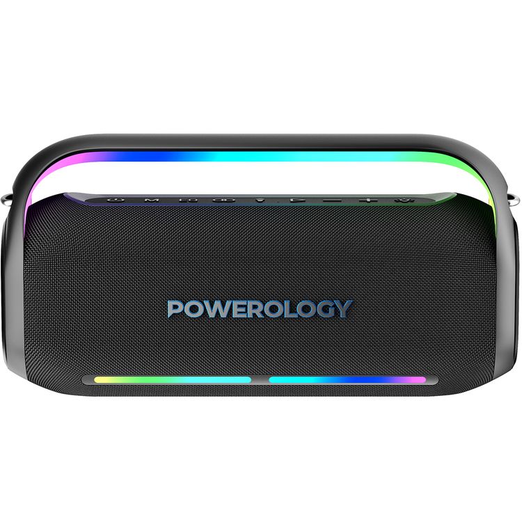 Powerology TWS Karaoke Speaker 150W with Mic and Remote, Bluetooth Version 5.0 + DSP, 18000mAh Battery Capacity, 12 Hours Working Time, 7.5 Hours Charging Time - Black