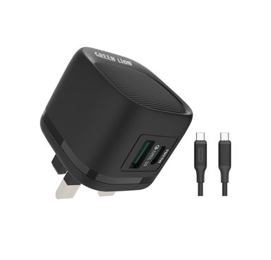Green Lion PD 20W UK Wall Charger with USB-C to USB-C Cab...