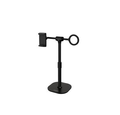 Porodo Evostand 360° Dual Rotating Phone Holder with Anti-Slip Base, Strong N52 Magnets, Multiple Angles Adjustment, One-Handed Operation, 2.5" to 4.1" Device Compatibility, Metal + Aluminum Alloy+ Plastic Material- Black