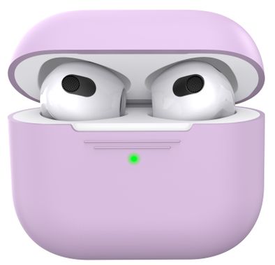 AhaStyle PT176-LR Full Cover Silicone Case for Airpods 3 Drop Shock Protection, Front LED Visible Cover with Carabiner Suitable with Wireless Chargers - Lavender