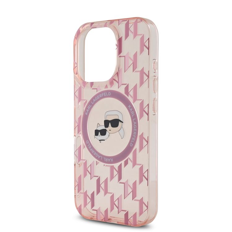 Karl Lagerfeld Magsafe IML Hard Case for iPhone 16 Pro with Karl & Choupette Heads, Slim Profile, Easy Snap-on, Drop Protection, Magsafe Compatible, Sustainable Packaging - Pink