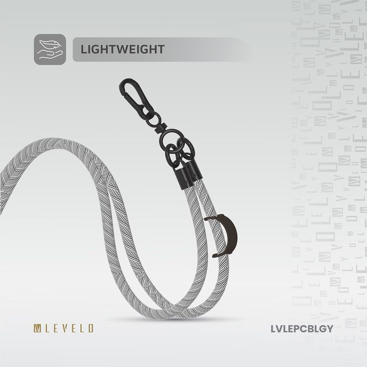 Levelo Everly Phone Crossbody Lanyard, Lightweight Design, Adjustable Straps with 1.2m Length, Hypoallergenic Material, Universal Compatibility - Gray