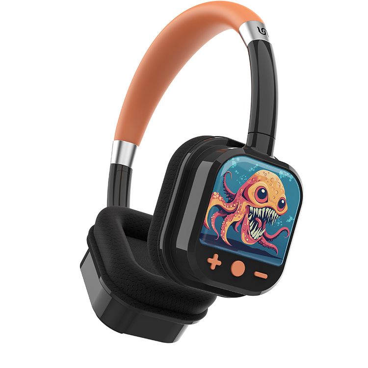 Porodo Soundtec Yotowave Kids Wireless Headphones with Comfortable & Breathable Cushion, 200mAh Battery, Up to 25 Hours Play Time, 40mm Speaker Size, Bluetooth Version 5.4, Recommended for Kids Aged 6+, Skin-Friendly Material, Safe Volume Limit - Orange / Black