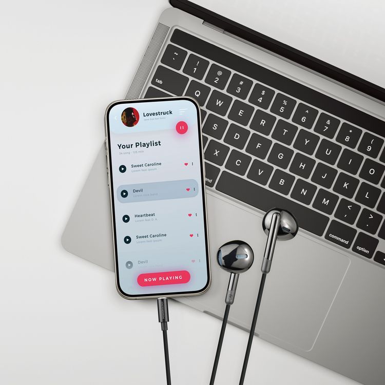 Powerology AUX 3.5mm Stereo Earphones with HD Sound Quality, In-ear Design, 1.2m Cable Length, Voice Assistant Support, In-Line Control Button - Black