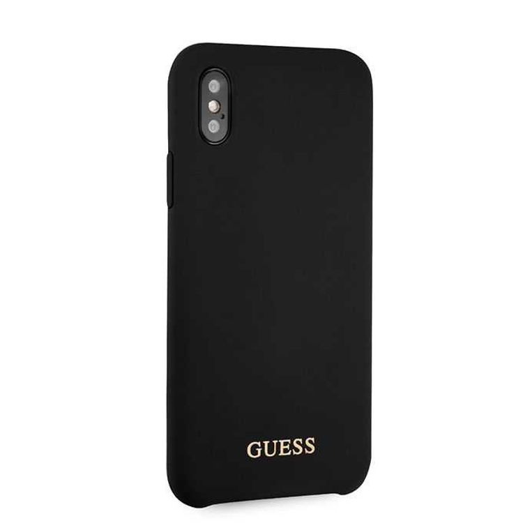 CG MOBILE Guess Silicone Phone Case Compatible for Apple iPhone X (5.8") Anti-Scratch Mobile Case Officially Licensed - Black
