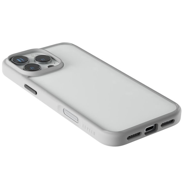 Levelo Solo Case for iPhone 16 Pro with Clearview Technology, Matte TPU Bumper, Comfortable Grip, Impact-Resistant Corners, 3H Scratch Resistance - Gray