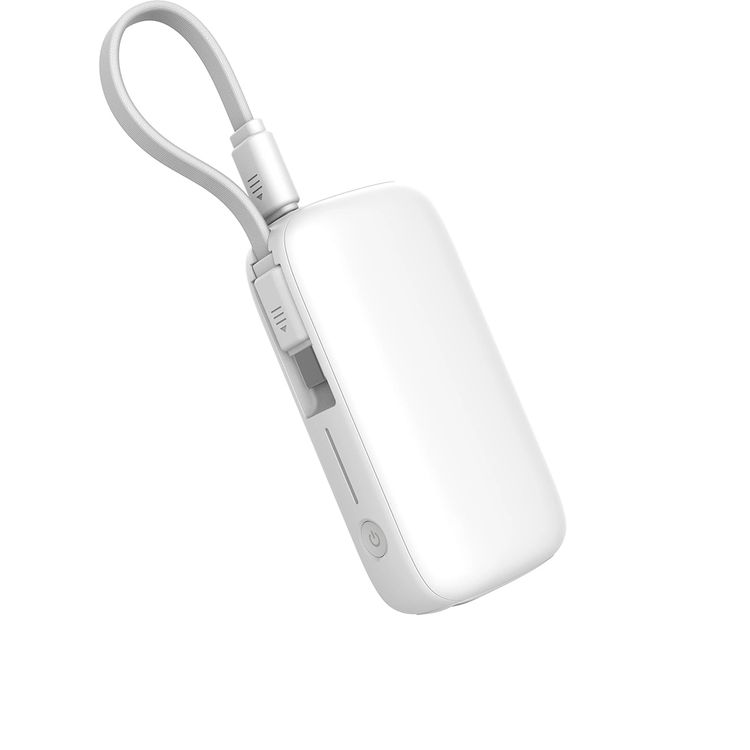 بنك طاقة Powerology بسعة 5000 مللي أمبير في الساعة مع سلك USB-C قابل للإزالة، وتقنية شحن متقدمة، وشحن لجهازين، وصغير الحجم وقابل للحمل، مع حماية مدمجة، وتوصيل طاقة بقوة 20 وات - أبيض