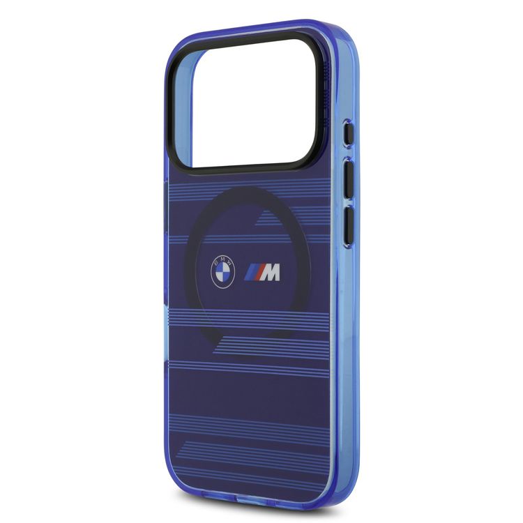 BMW MagSafe Transparent IML Case with Metal Buttons & Line Designs for iPhone 17 Pro Max, Sustainable Packaging, Easy Snap-On, Slim Profile, Drop Protection - Blue