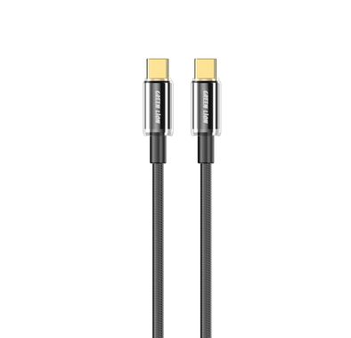 Green Lion USB-C to USB-C Tough Cable, Secure & Safe, Charge & Sync, Fast Charging, Transparent & Aluminum Alloy & 48 Braided Cable, 1m Cable Length - Black