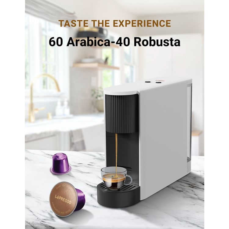 LePresso Aluminum Capsules for Nespresso with 10-Level Coffee Intensity, 60% Arabica 40% Robusta, 	 Deep & Robust, Dark Roast Level, 10 Capsules Included - Cobalt Violet