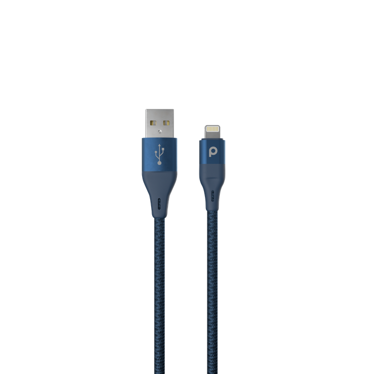 Porodo Aluminum Braided Lightning Cable 1.2M 2.4A - Blue