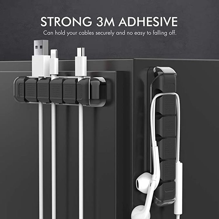Ahastyle Aluminum Silicone Multipurpose Cable Clips/Organizers - Black