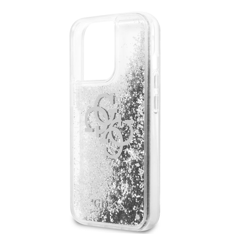 CG MOBILE Guess Liquid Glitter Case with 4G Electroplated Logo Compatible for iPhone 13 Pro (6.1") Anti-Scratch, Easy Access to All Ports, Shock Absorption