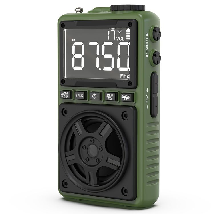 Green Lion Voyager Portable Radio with Bluetooth Speaker, 1.2W Flashlight, 6-7 Hours Playtime, 8-10m Transmission Range, Auto-Scan Mode, Lock & Sleep Function, 1.5 Hours Charging Time - Green
