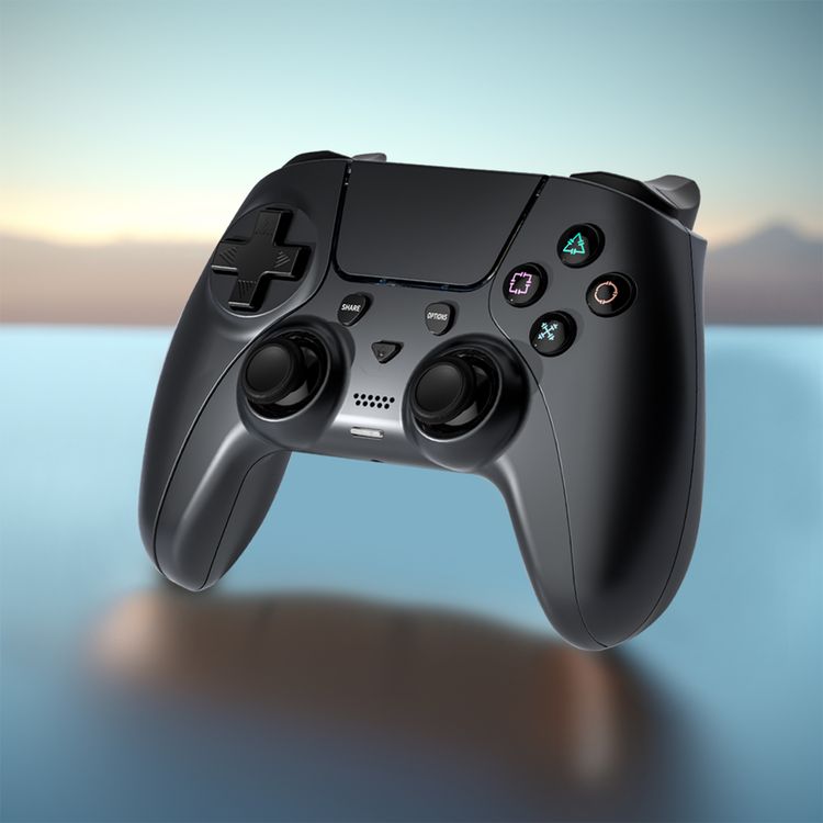 Porodo Gaming PS4 Wireless Gamepad Controller with Macro & Turbo Keys, 7 Hours Working Time, PS4, PS3 & PC Compatibility, RGB Lights, 600mAh Battery Capacity - Black