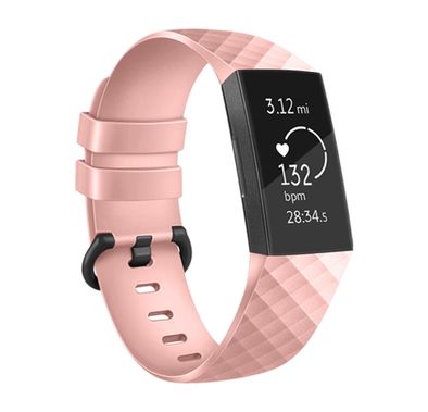 Devia Deluxe Series Sport Silicone Watch Band for Fitbit Charge 3&4, Premium Silicone Material, Comfortable Feel, Flexible, Water Resistant but Advisable to Dry Before Wear - Pink