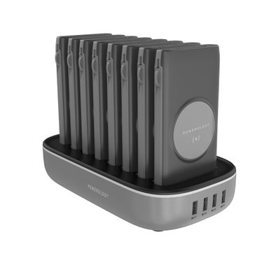 Powerology 8 in 1 Wireless Power Bank Station 10000mAh with Built-In Cable ( Lightning & Type-C ) PD 20W - Black - 10000 mAh