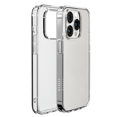 Levelo Clara Back Case, Bumper Protection iPhone 14 Pro, 3H Anti-Scatch, Shock-Proof Edge – Clear