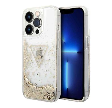Guess HC Liquid Glitter Case with Triangle Guess Logo - Transparent - iPhone 15 Pro