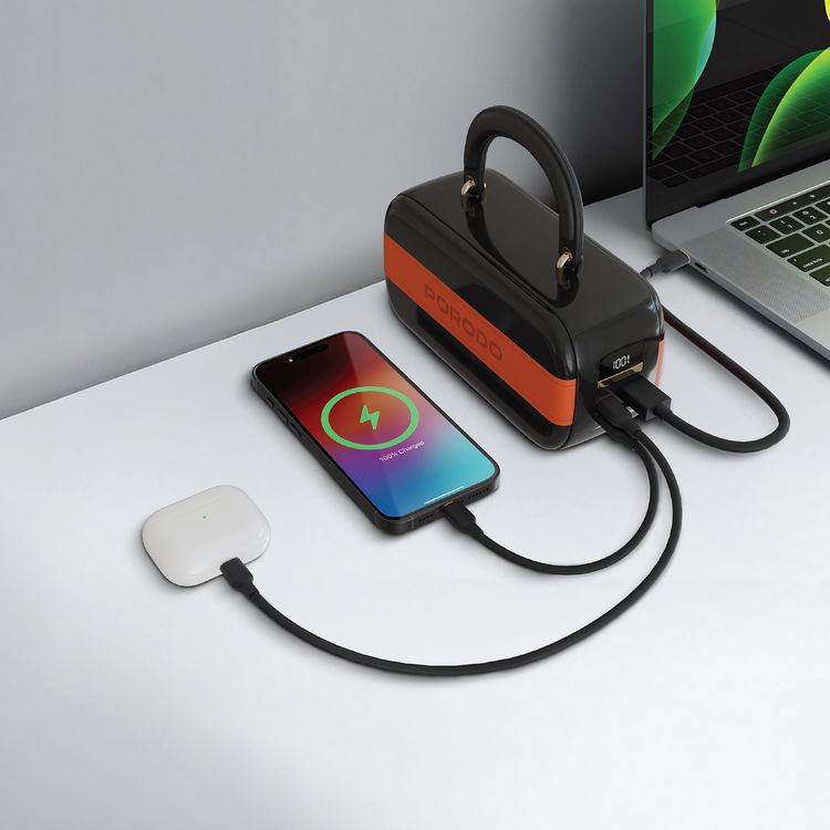 باور بانك بورودو سواي 60000 مللي أمبير ساعة مع إضاءة LED مدمجة، مخرج PD 22.5 واط USB-C مزدوج، مخرج QC 100 واط USB-A مزدوج، إضاءة LED مدمجة، مقبض أنيق