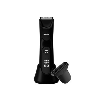 Green Lion Sensitive Duo Hair Trimmer & Shaver, 1.5 Hours Working Time, Ceramic & Stainless Steel Blades, 5W Power, Charging Base Included, LED Spotlight, Skin-Safe Blades, Travel Lock Function, USB-C Charging Port - Black