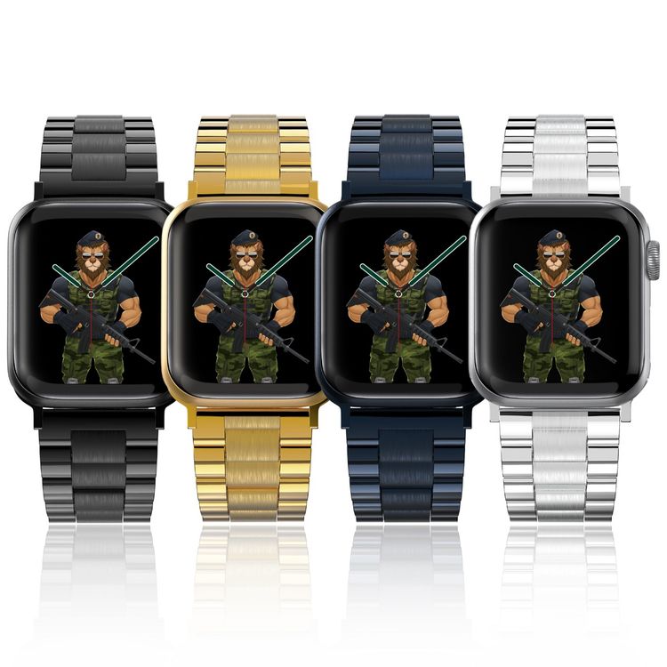 Green Lion Metallic Acero Correa Watch Strap for Apple Watch 42/44mm, Stainless Steel Material, Comfortable Fit, Easy Installation, Adjustable Metal Link Strap - Gold