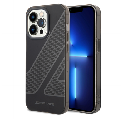 AMG Frosted PC Case - Checkered Pattern, Bumper Protection iPhone 14 Pro Compatibility - Black