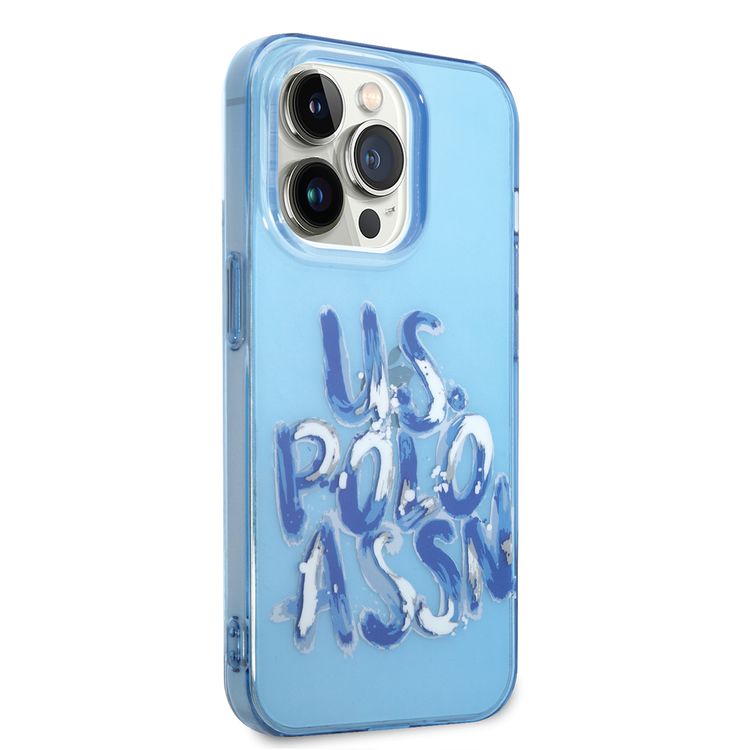USPA PC/TPU Tranparent Case With Graffiti Logo For iPhone 14 Pro Max - Blue