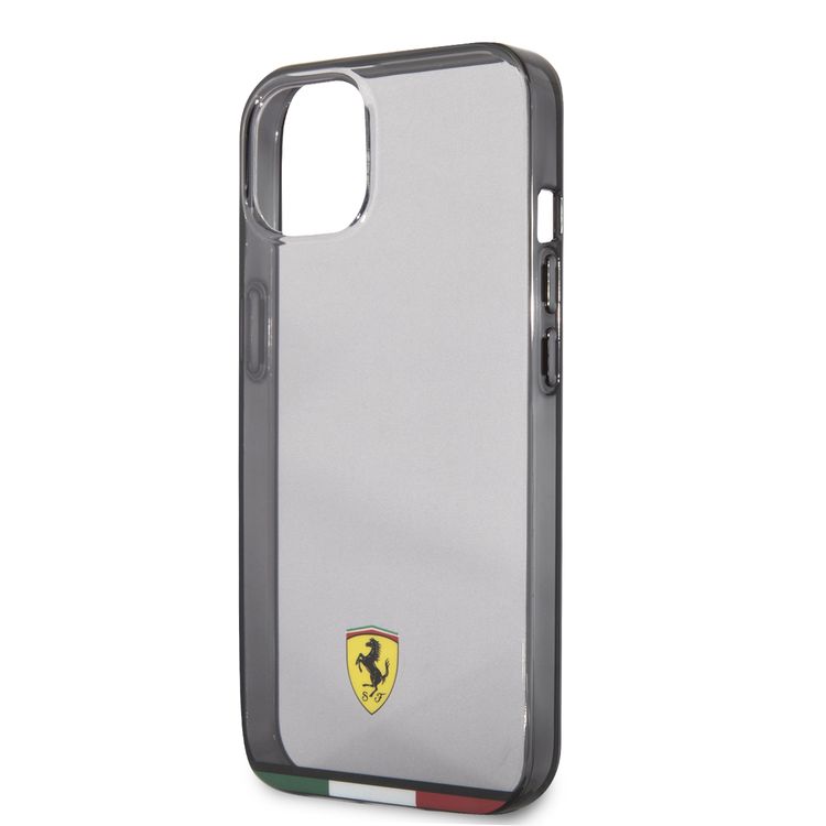 CG MOBILE Ferrari Italia Stripe Transparent Hard Case Print Logo Compatible for iPhone 13 Mini (5.4") Scratches Resistant, Easy Access to All Ports
