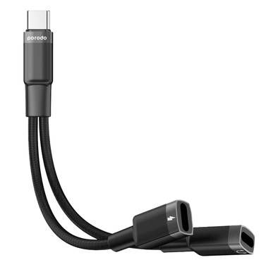 Porodo 2in1 Type-C To 2*Type-C Jack Headphone And Chargin...