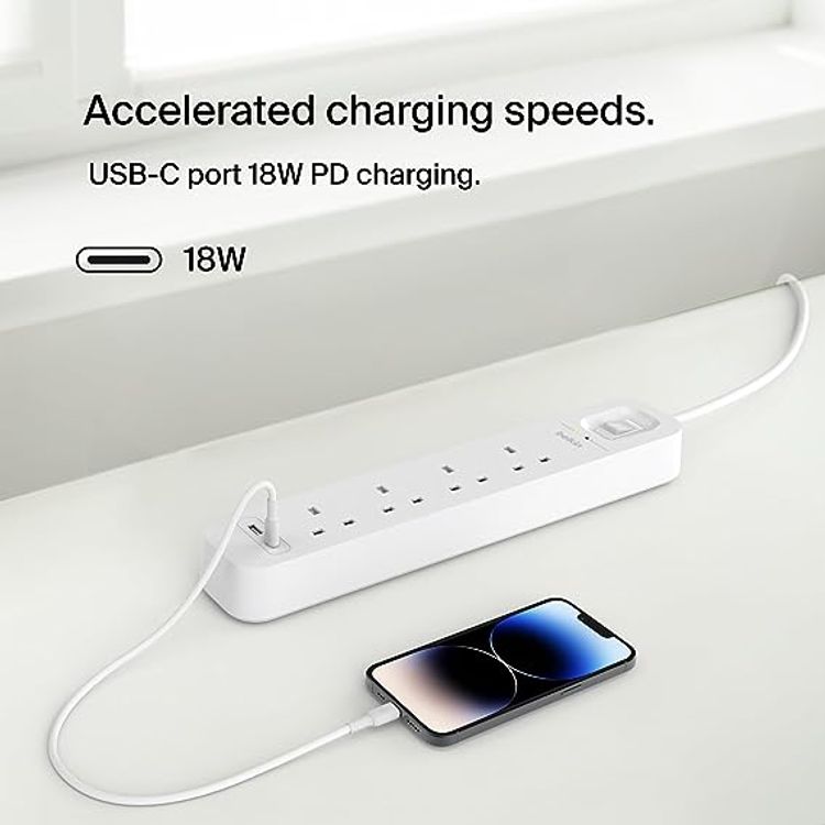 Belkin Connect Surge with USB-C and USB-A Ports 18W 4x AC Outlet - White