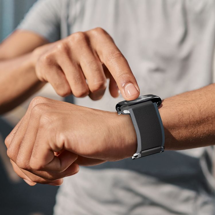 Levelo Malo Nylon Watch Strap with Unique Woven Structure, Sweat & Water Resistant, Lightweight Nylon, Adjustable Strap Fit, Quick Strap Setup, Adjustable G-Buckle Closure Type, 135mm – 210mm Fit Size Range, Compatible with Apple Watch 49mm / 46mm / 45mm / 44mm / 42mmm - Gray