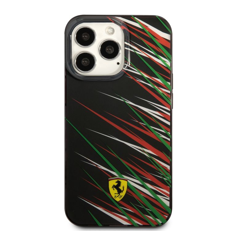 FERRARI HC PC/TPU Double Layer Grass  Hard Case, Drop protection, Compatible with iPhone 13 Pro Max - Black
