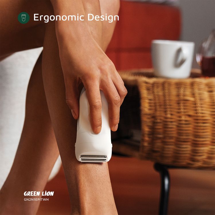 Green Lion 2-in-1 Epilator with Shave & Trim & Epilate Function, Cleaning Reminder, Stainless Steel Blades, 8500RPM Motor, Ergonomic Design, 400mAh Battery Capacity. Digital Display - White