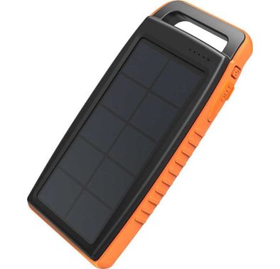 RAVPower Solar Portable Charger Power Banak 15000mAh with Wide Solar Panel & LED Flashlight - Water / Dust / Shock-proof Design Powerbank Ideal for Outdoor Use - Orange / Black
