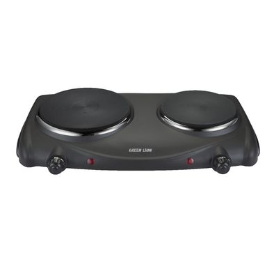 Green Lion Electric Stove with Double Hot Plate, 6 Heating Levels, Anti-Slip Base, Power Indicator, Easy-to-Clean Design, Thermostat Control, Iron & Plastic Material, 50-500° C Temperature Range, 70cm BS Plug - Black