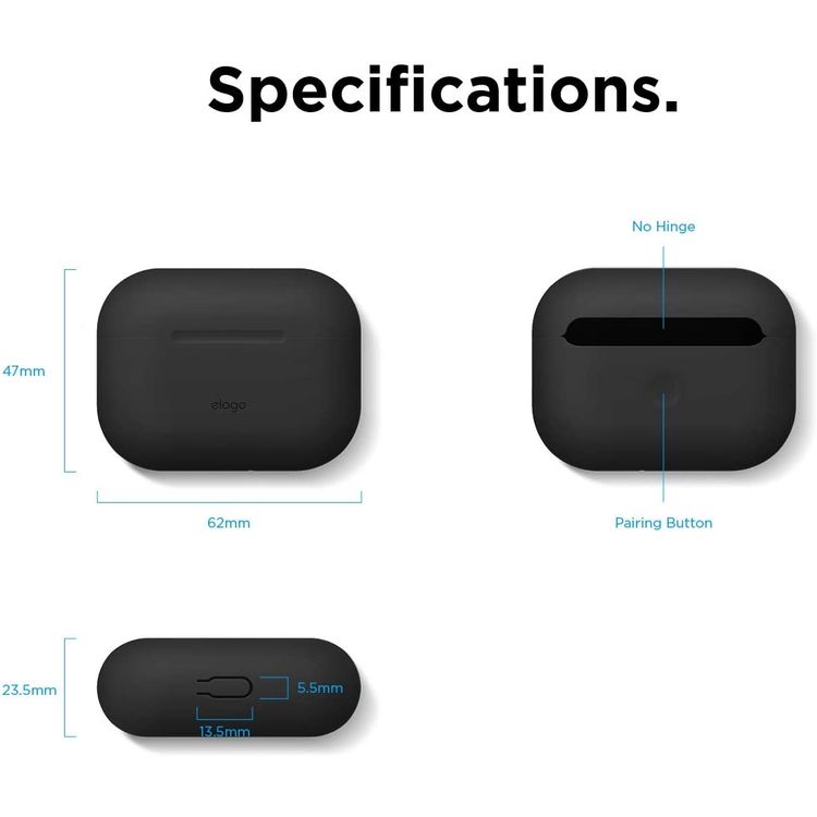 غطاء الحماية Elago الأساسي النحيف لسماعات Apple Airpods Pro - أسود