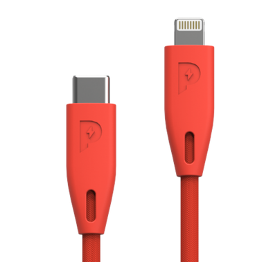 Powerology Fast Charging Cable, [MFi Certified] USB C to Lightning Braided Fast PD Charge 1.2 meter / 4 feet with iPhone 12 Pro Max/12 Mini/12, 11 Pro Max/11 Pro/11, XS Max/XS/XR/X, 8 Plus/8 (Red)